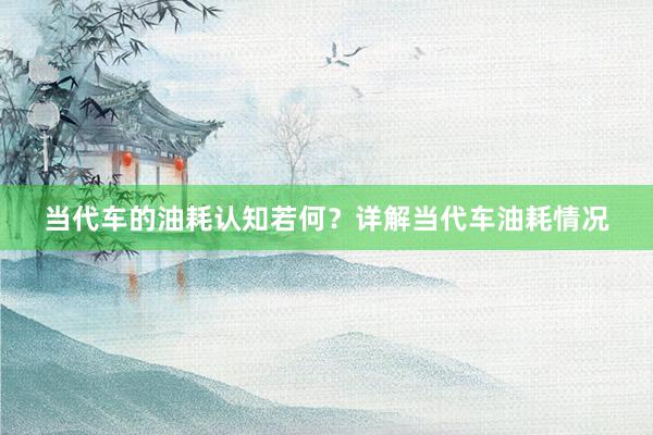 当代车的油耗认知若何？详解当代车油耗情况